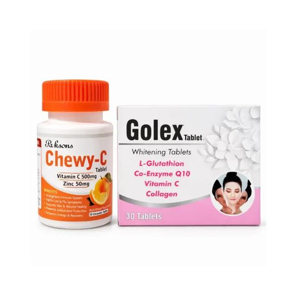 Chewy-C Vitamin C Plus Golex L-Glutathione Tablets Combo