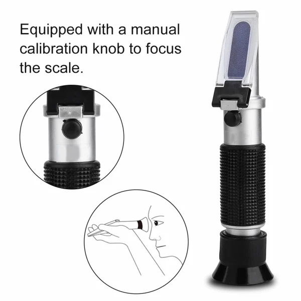 Portable Brix Refractometer with ATC 0–32% – Dual Scale Sugar Meter for Juice & Food Testing
