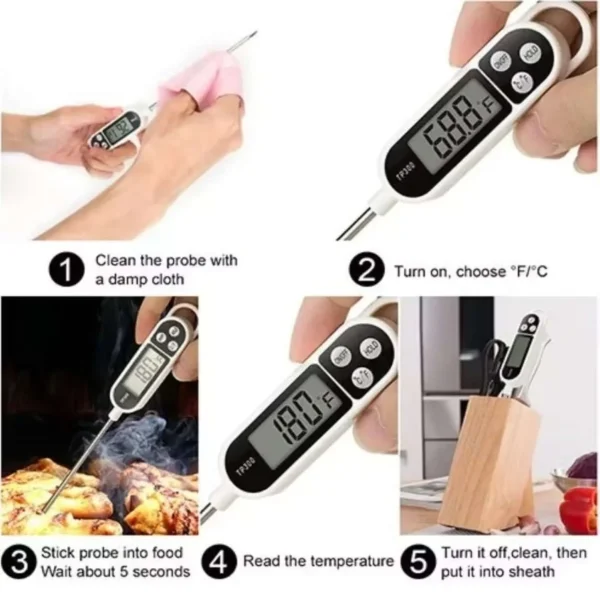 Digital Food Thermometer TP300 – Instant Read Kitchen Probe for Meat, Milk & Cooking