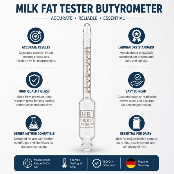 Milk Fat Tester Butyrometer 0–8% for Dairy Testing
