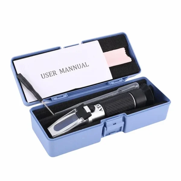 Portable Brix Refractometer with ATC 0–32% – Dual Scale Sugar Meter for Juice & Food Testing