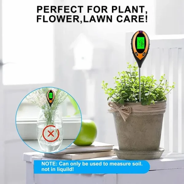Digital Soil Tester with LCD Display 4-in-1 – pH, Moisture, Light & Temperature Meter for Garden, Lawn & Indoor Plants