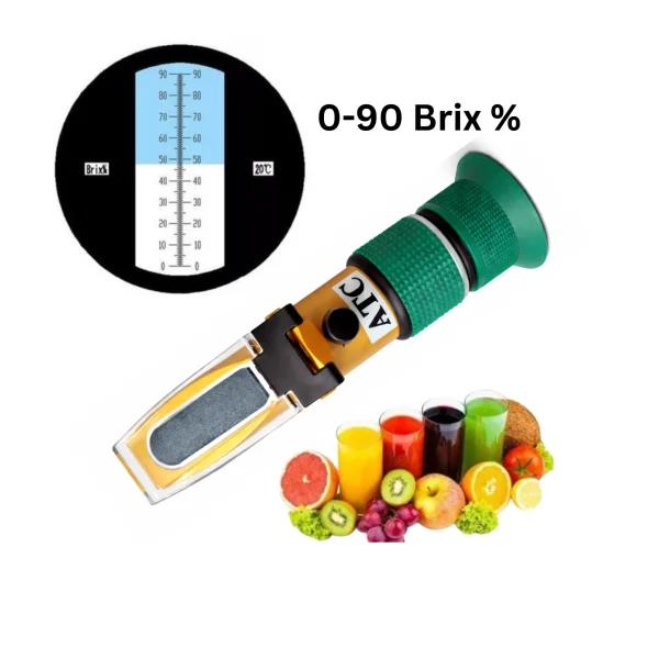 Premium ATC Brass Brix Refractometer – Handheld Sugar Tester for Juice , Wine & Beer