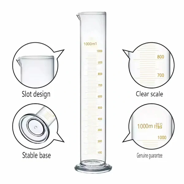 Graduated Measuring Cylinder Glass | Lab Glassware for Accurate Liquid Measurement, Chemistry & Laboratory Use