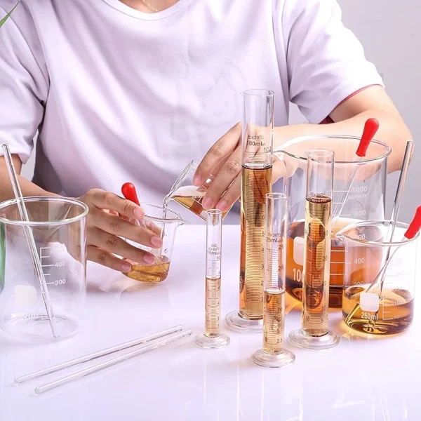 Graduated Measuring Cylinder Glass | Lab Glassware for Accurate Liquid Measurement, Chemistry & Laboratory Use