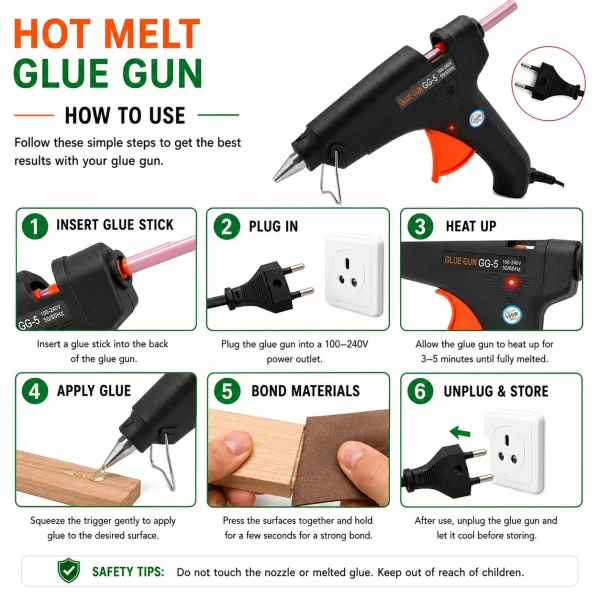 GLUE GUN GG-5 100W HOT MELT FOR ARTS AND CRAFTS 12MM