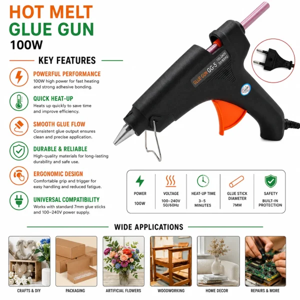 GLUE GUN GG-5 100W HOT MELT FOR ARTS AND CRAFTS 12MM