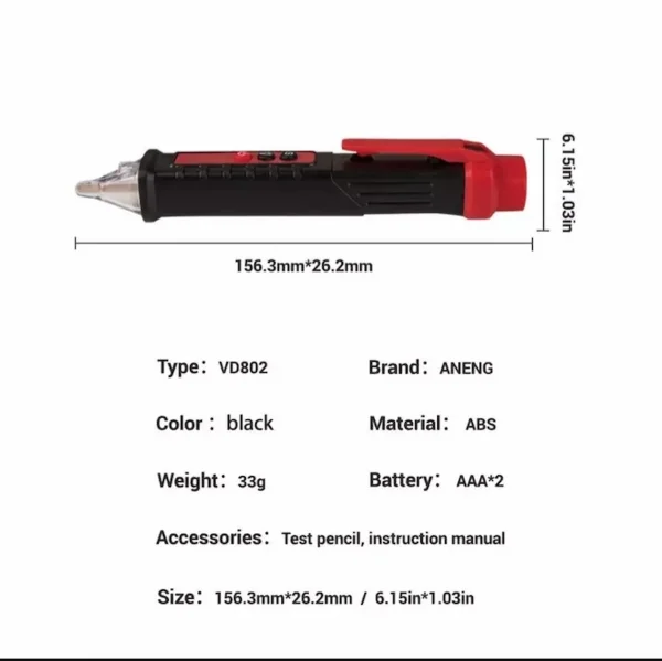 Digital Non-Contact AC Voltage Tester Pen 12V–1000V (ANENG) Brand
