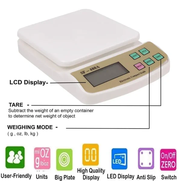 Digital Kitchen Scale SF-400A 1g-10 Kg