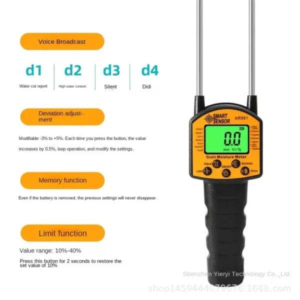 Digital Grain Moisture Meter AR 991 | Smart Sensor Humidity Tester with LED Display