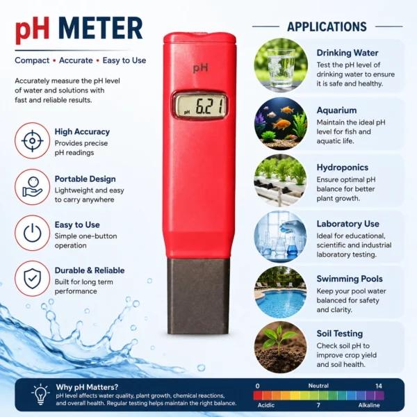 PH-98107 Professional Digital pH Meter | High Accuracy Water pH Tester with ATC
