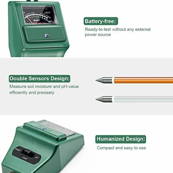 3-in-1 Soil pH Meter | Moisture & Light Tester for Plants