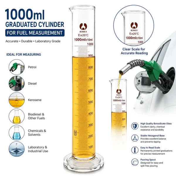 1000ml Glass Graduated Cylinder for Fuel Measurement
