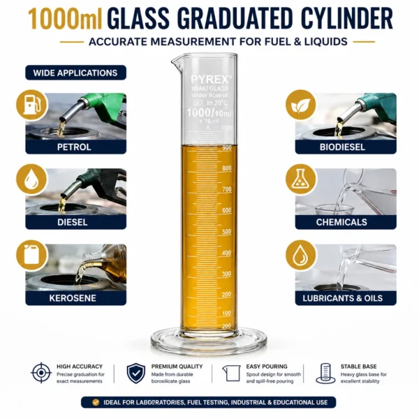 1000ml Glass Graduated Cylinder for Fuel Measurement