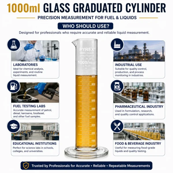 1000ml Glass Graduated Cylinder for Fuel Measurement